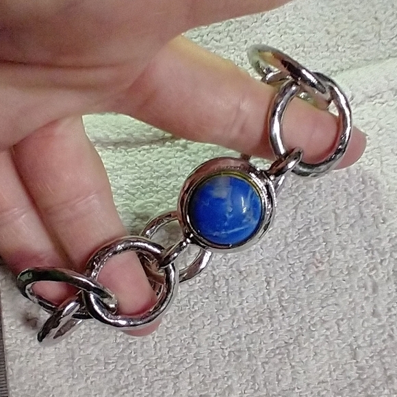 Silvertone blue chicos large link bracelet - Picture 1 of 5